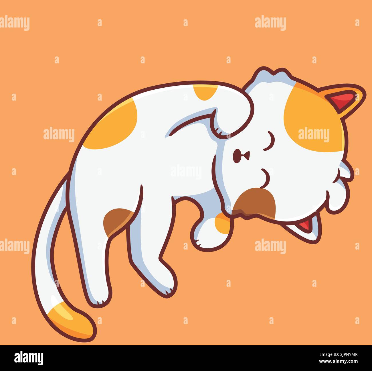 Cute Cat Sleeping On Pillow Cartoon Vector Icon Illustration. Flat