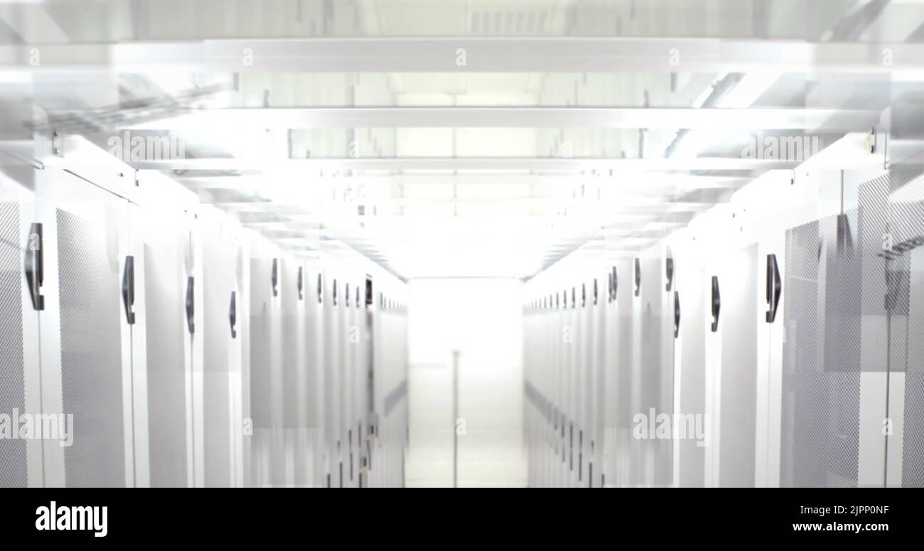 Image of data processing over tech room with computer servers Stock ...