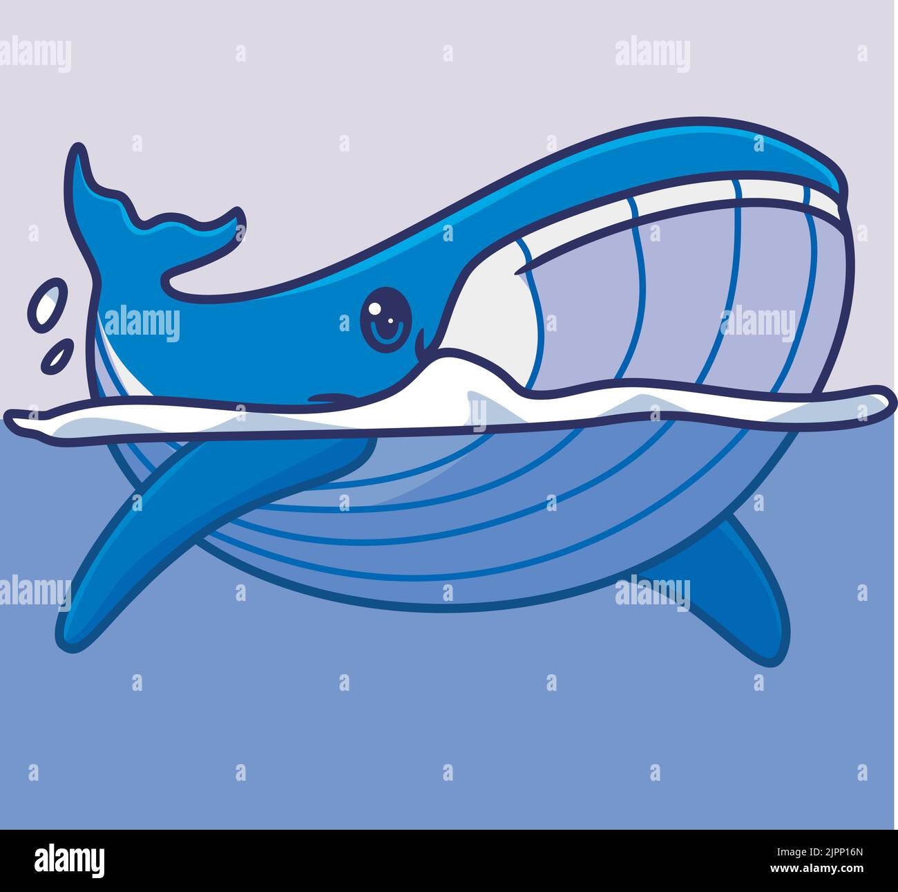 cute blue whale surface humpback. isolated cartoon animal illustration ...