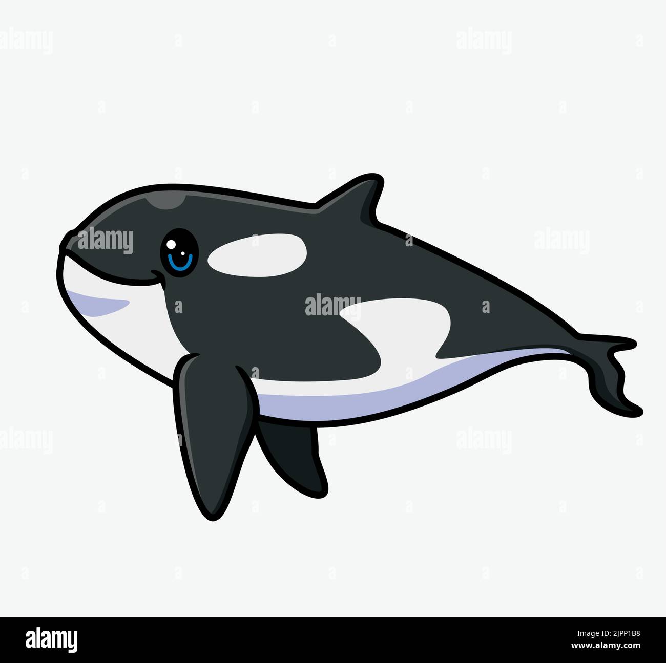 cute killer whale cartoon. isolated cartoon animal illustration. Flat Style Sticker Icon Design Premium Logo vector. Mascot Character Stock Vector