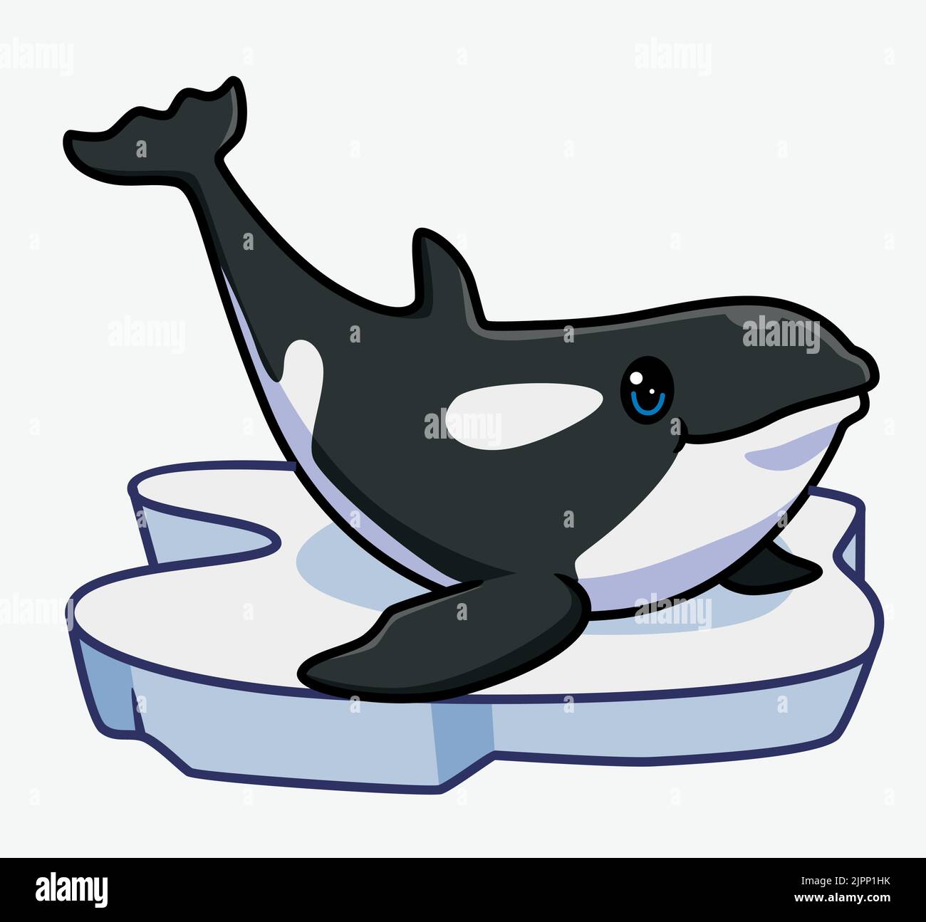 cute killer whale surface open his mouth. isolated cartoon animal illustration. Flat Style Sticker Icon Design Premium Logo vector. Mascot Character Stock Vector