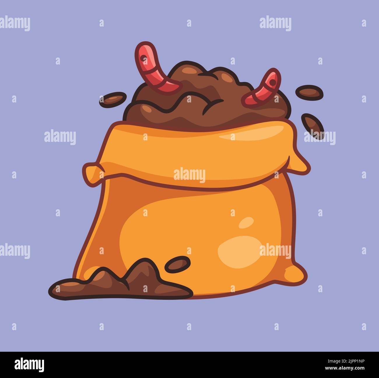 cute earth worm on the trash sack compost. isolated cartoon animal ...