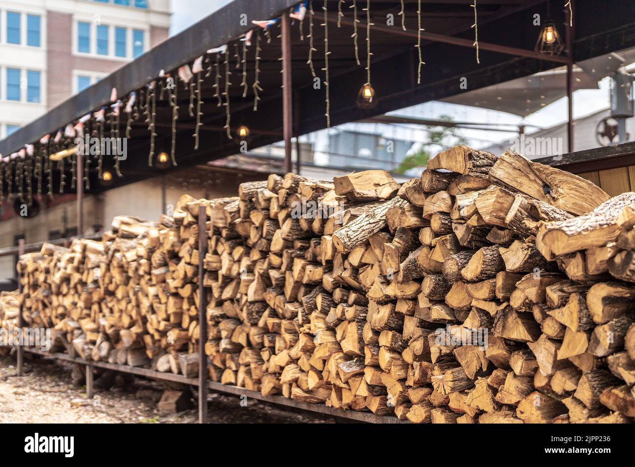A Stack of Firewood in Houston Texas. Stock Photo