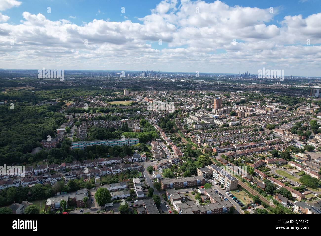 Walthamstow London borough UK drone aerial view summer Stock Photo Alamy