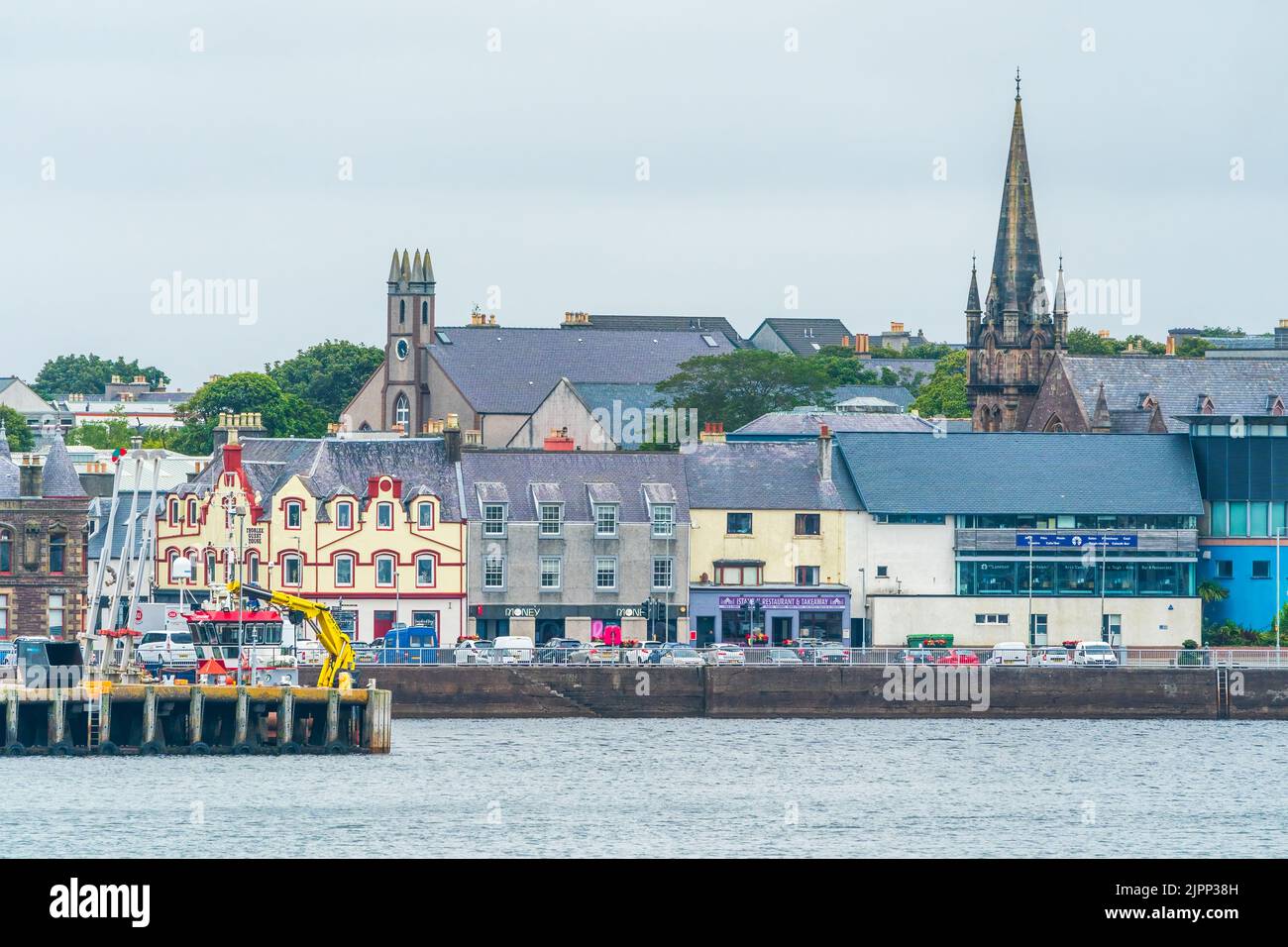 STORNOWAY, ISLE OF LEWIS, SCOTLAND, AUGUST 07, 2022 View of harbour in