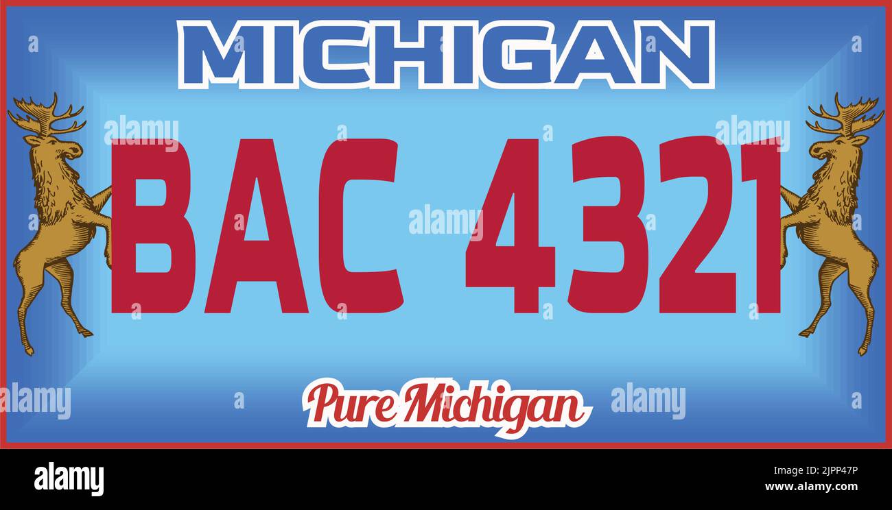 Vehicle license plates marking in Michigan in United States of America