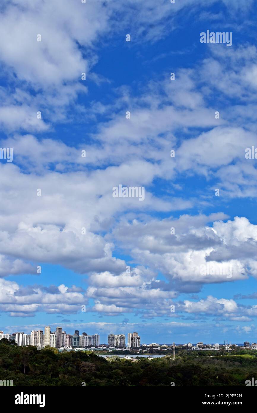 Panoramic view with clouded sky in Barra da Tijuca, Rio Stock Photo