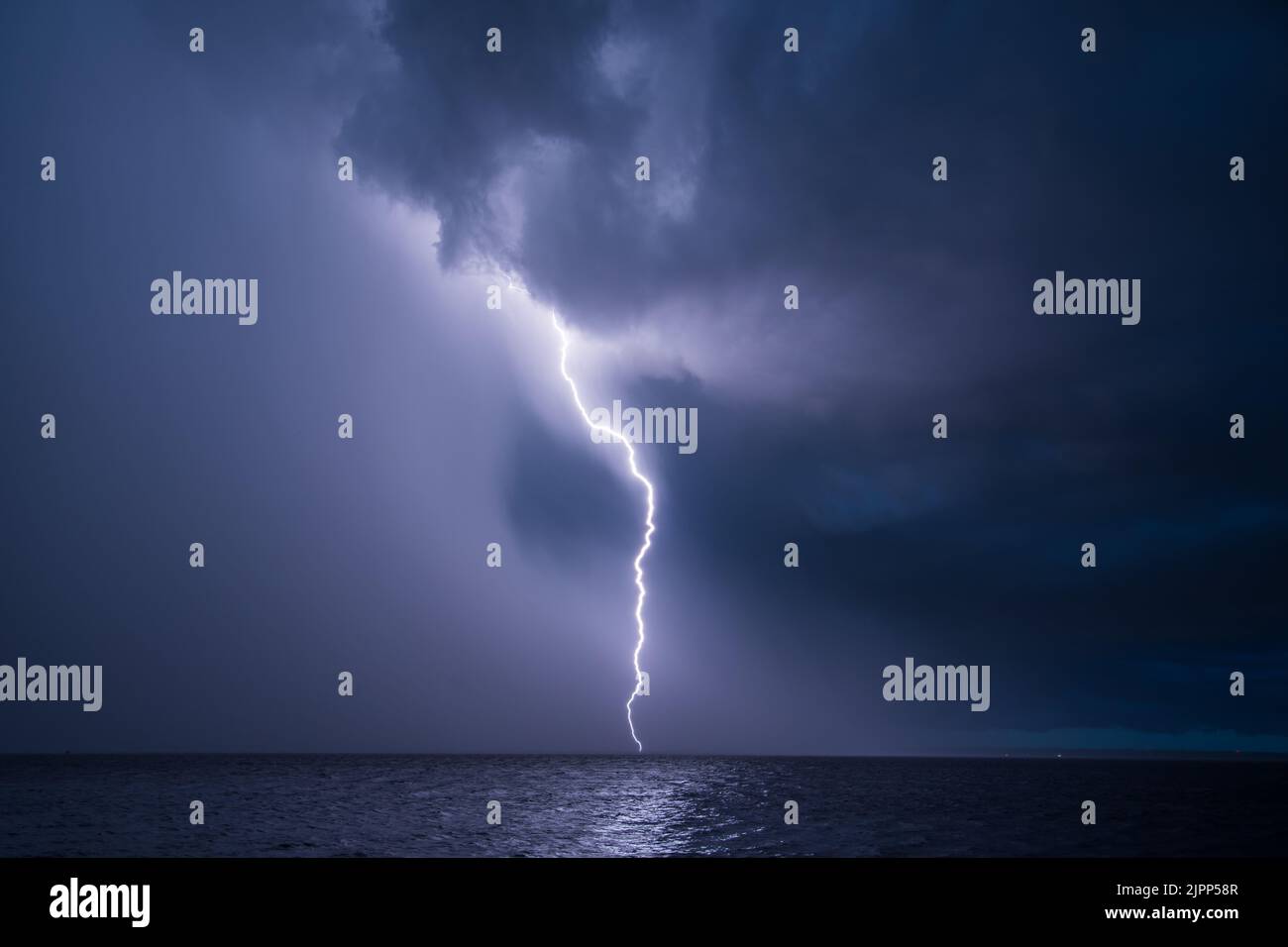 Lightning bolts strike during a thunderstorm in Florida Stock Photo Alamy