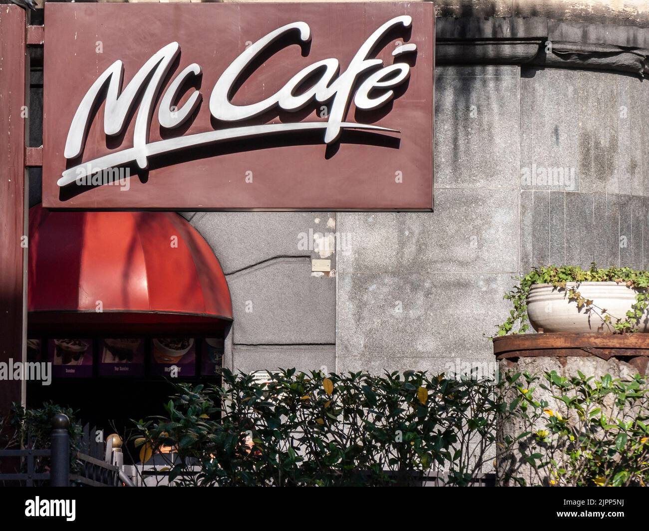 Sao Paulo, Brazil, July 29, 2011. Mc Cafe logo at the entrance to a store on Paulista Avenue in Sao Paulo Stock Photo