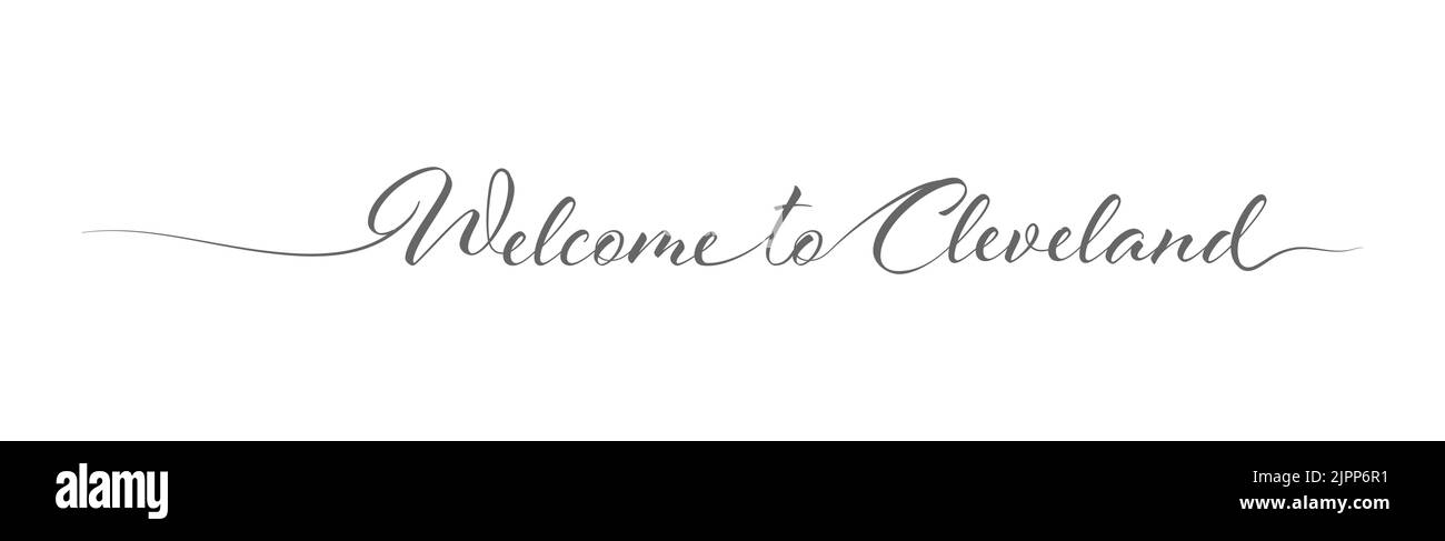 Welcome to Cleveland. Stylized calligraphic greeting inscription in one line. Simple style Stock Vector