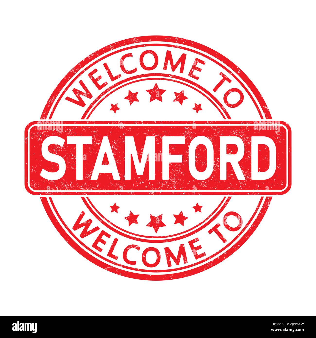 Welcome to STAMFORD. Impression of a round stamp with a scuff. Flat ...