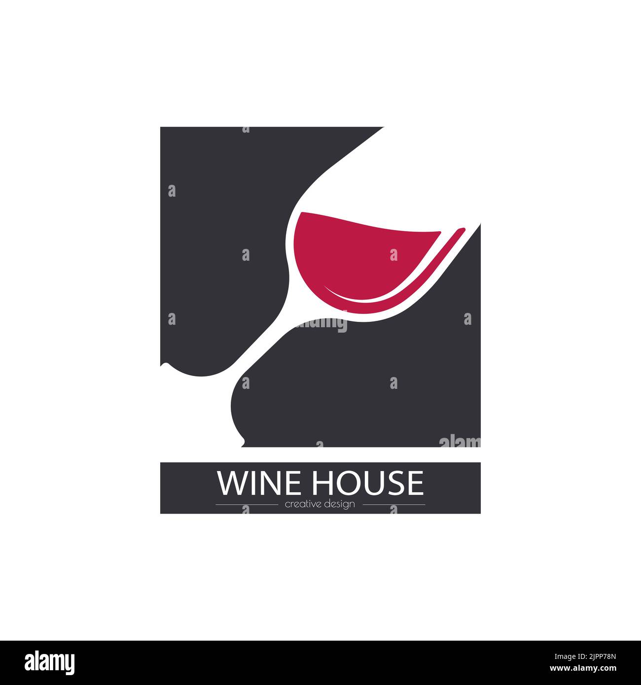 Wine house. A template with a glass of red wine for a logo, sticker