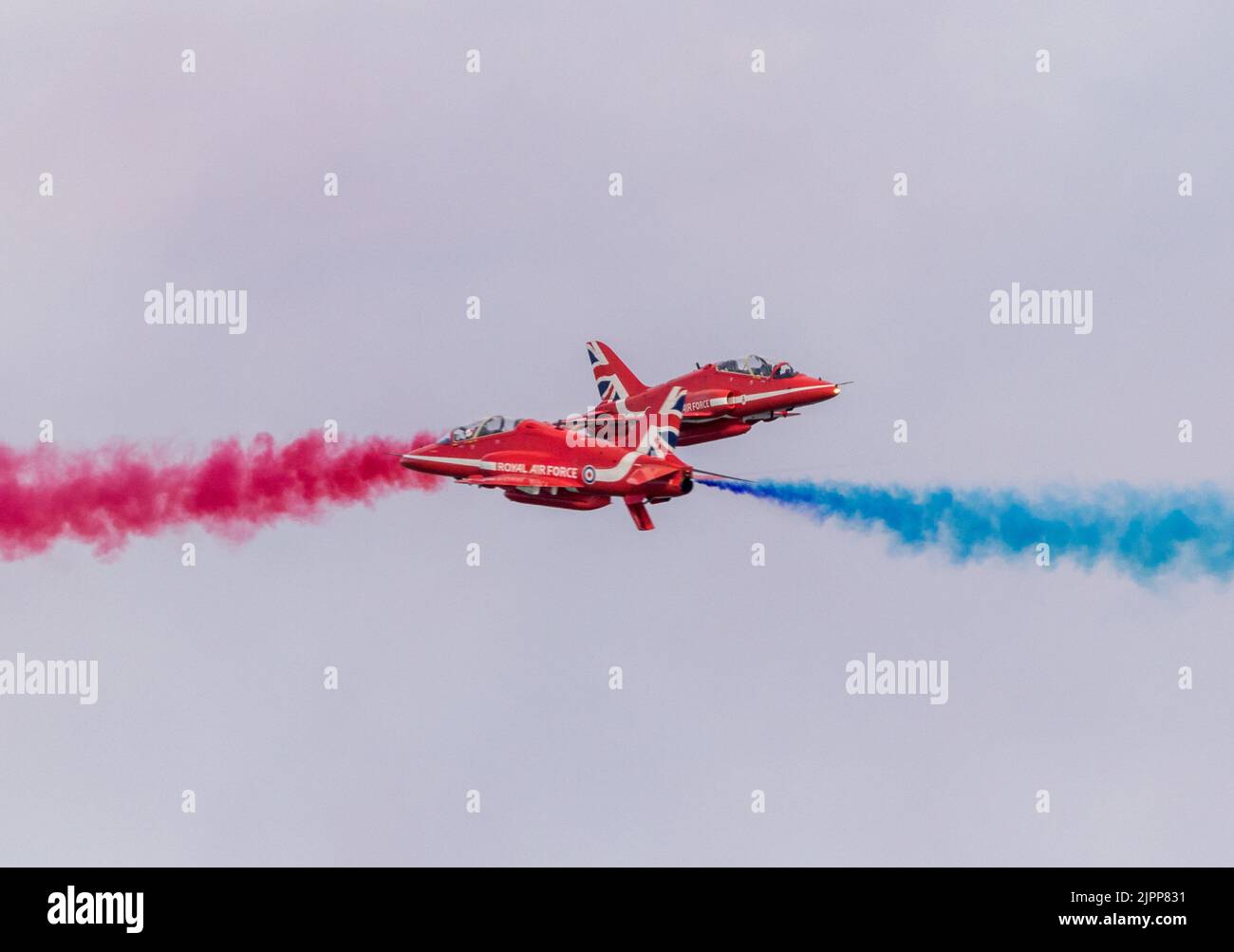 Eastbourne, UK. 19th Aug, 2022. After 2 years of absence the largest free airshow in the UK returns to this popular seaside town. The world famous Red Arrows and Battle of Britain memorial flight take part throughout the four day event Stock Photo