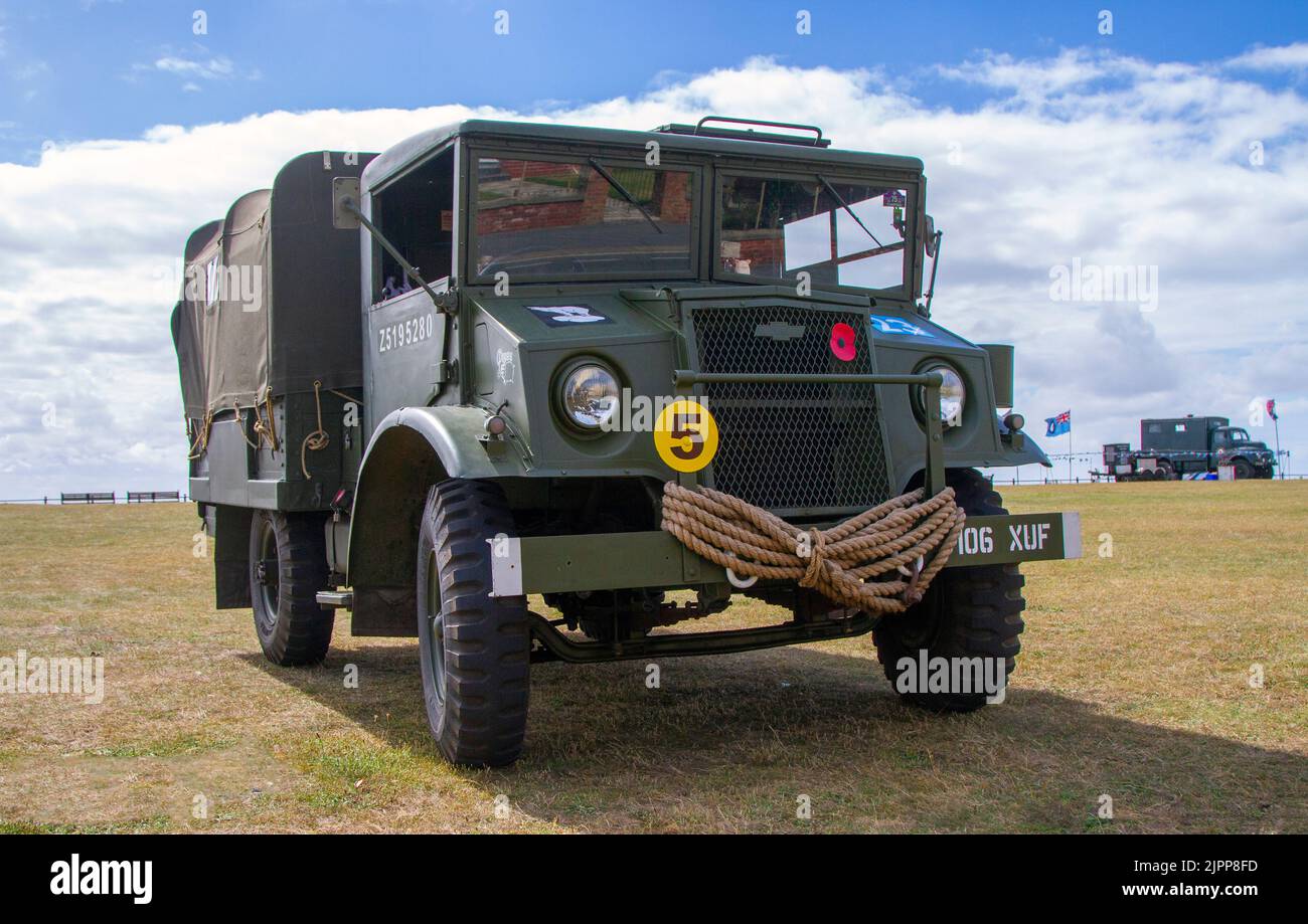 1942 40s forties, Green American Chevrolet C15 GS 4x2 15cwt 3859cc petrol Truck. World War II, Second World War, WWII, WW2. USA Military vehicle at Lytham 1940's Festival Wartime Weekend 2022 Stock Photo