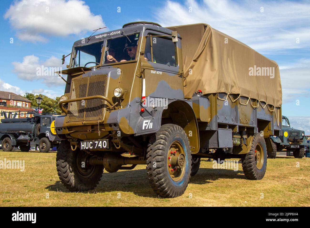 1946 40s forties Bedford QLC green army truck, 3519cc petrol World War II, Second World War, WWII, WW2. Military vehicle at Lytham 1940's Festival Wartime Weekend 2022 Stock Photo