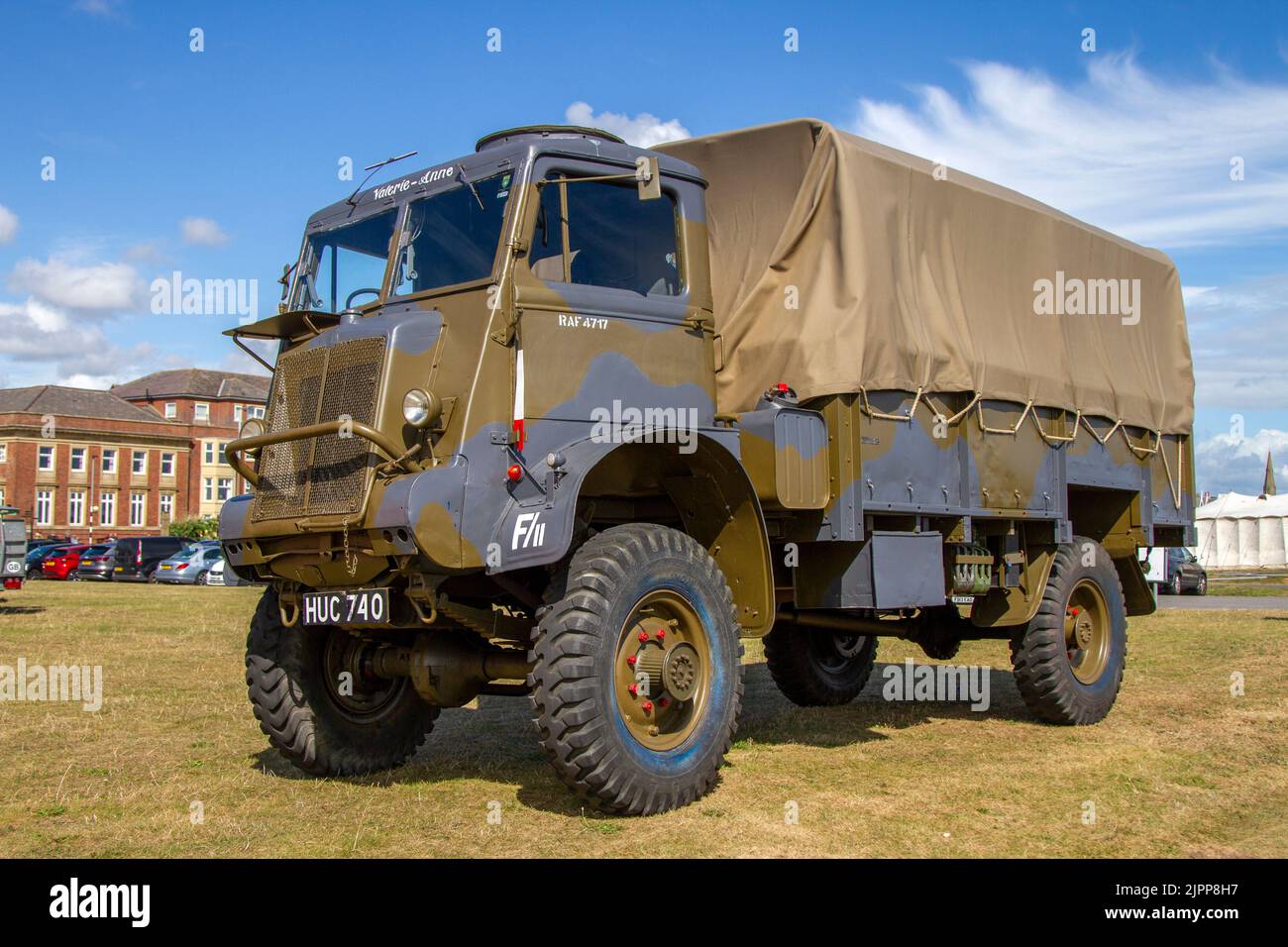 1946 40s forties Bedford QLC green army truck, 3519cc petrol World War II, Second World War, WWII, WW2, Military vehicle at Lytham 1940's Festival Wartime Weekend 2022 Stock Photo