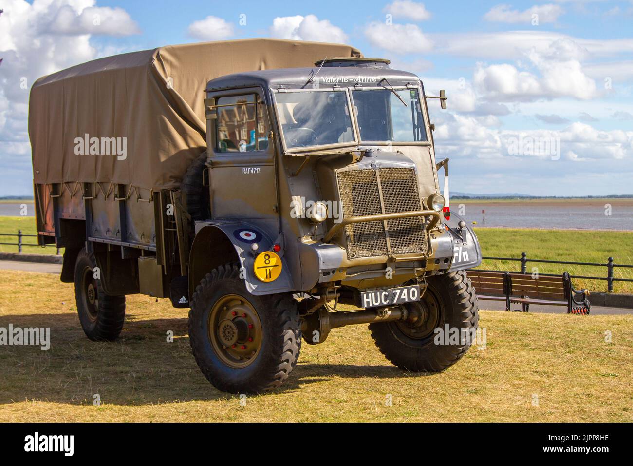 1946 40s forties Bedford QLC green army truck, 3519cc petrol World War II, Second World War, WWII, WW2, Military vehicle at Lytham 1940's Festival Wartime Weekend 2022 Stock Photo