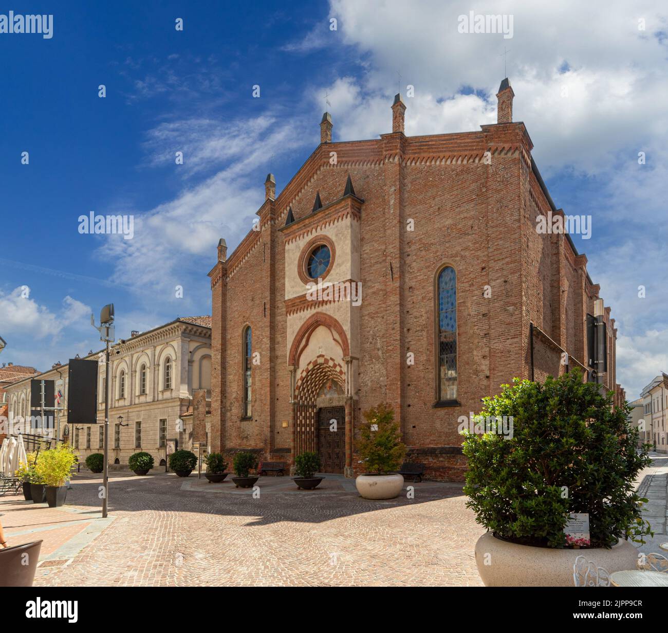 Alba, Langhe, Piedmont, Italy - August 16, 2022: view of Church of San Domenico in gothic style in the historic center Stock Photo