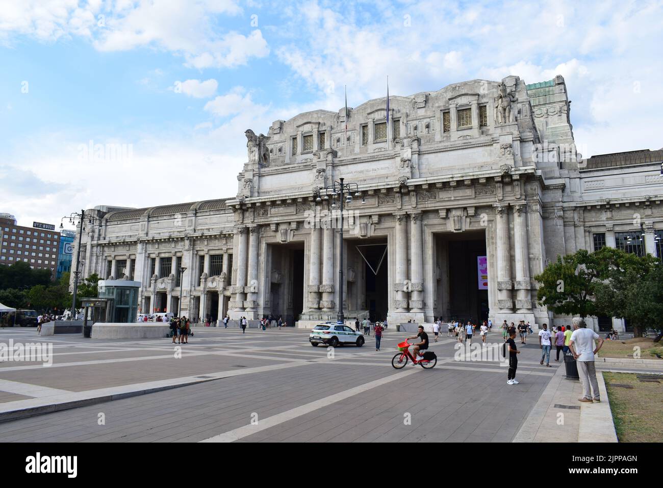 MILAN, ITALY - AUGUST 15, 2022: Historical main train or railway station, Milano Centrale, opened in 1931. Stock Photo