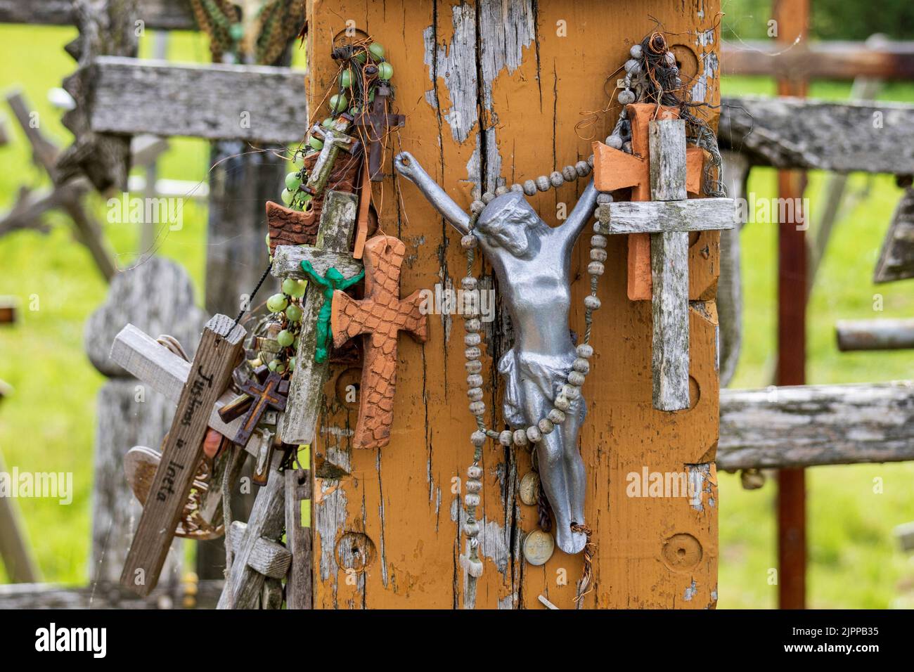 Hill of Crosses pilgrimage site near Šiauliai, Lithuania, The Baltics, Europe Stock Photo