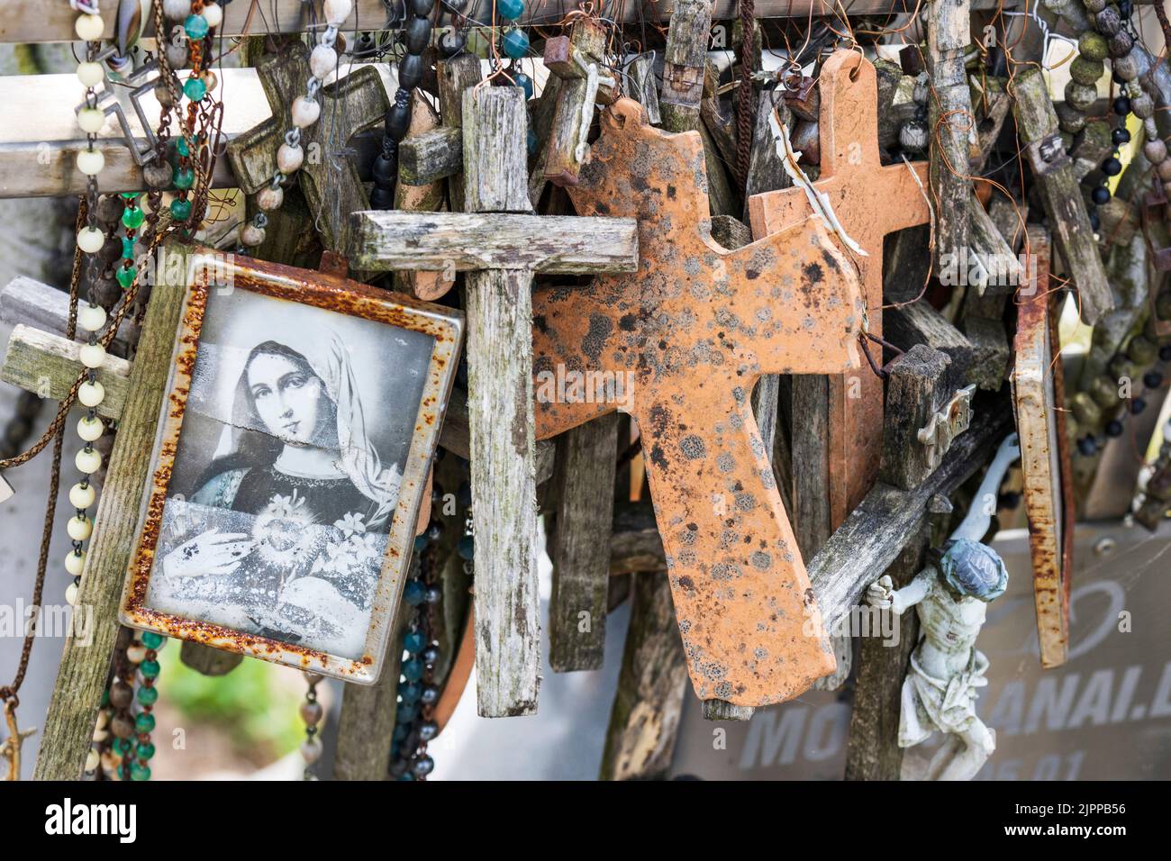 Hill of Crosses pilgrimage site near Šiauliai, Lithuania, The Baltics, Europe Stock Photo