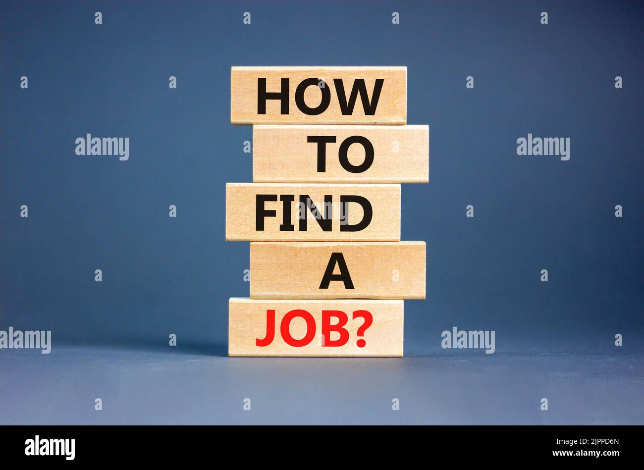 How to find a job symbol. Concept words How to find a job on wooden blocks on a beautiful grey table grey background. Business and how to find a job c Stock Photo