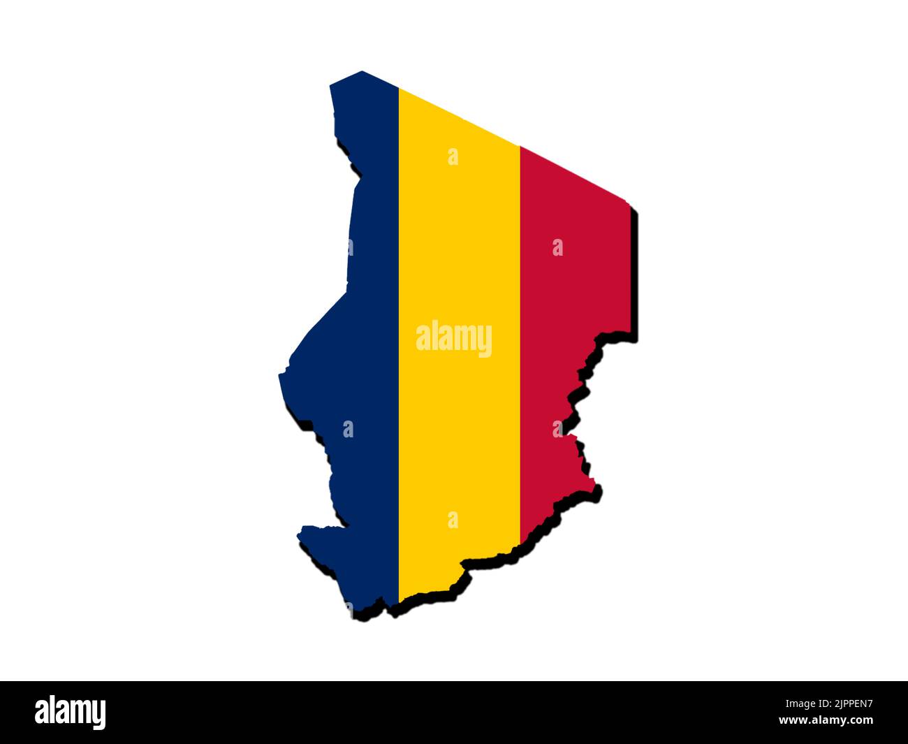 Silhouette of the map of chad with its flag Stock Photo