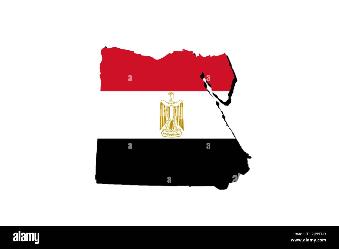 Silhouette of the map of Egypt with its flag Stock Photo