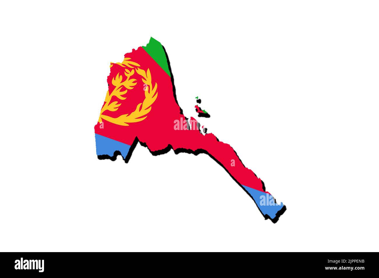Silhouette of the map of eritreaeritrea with its flag Stock Photo