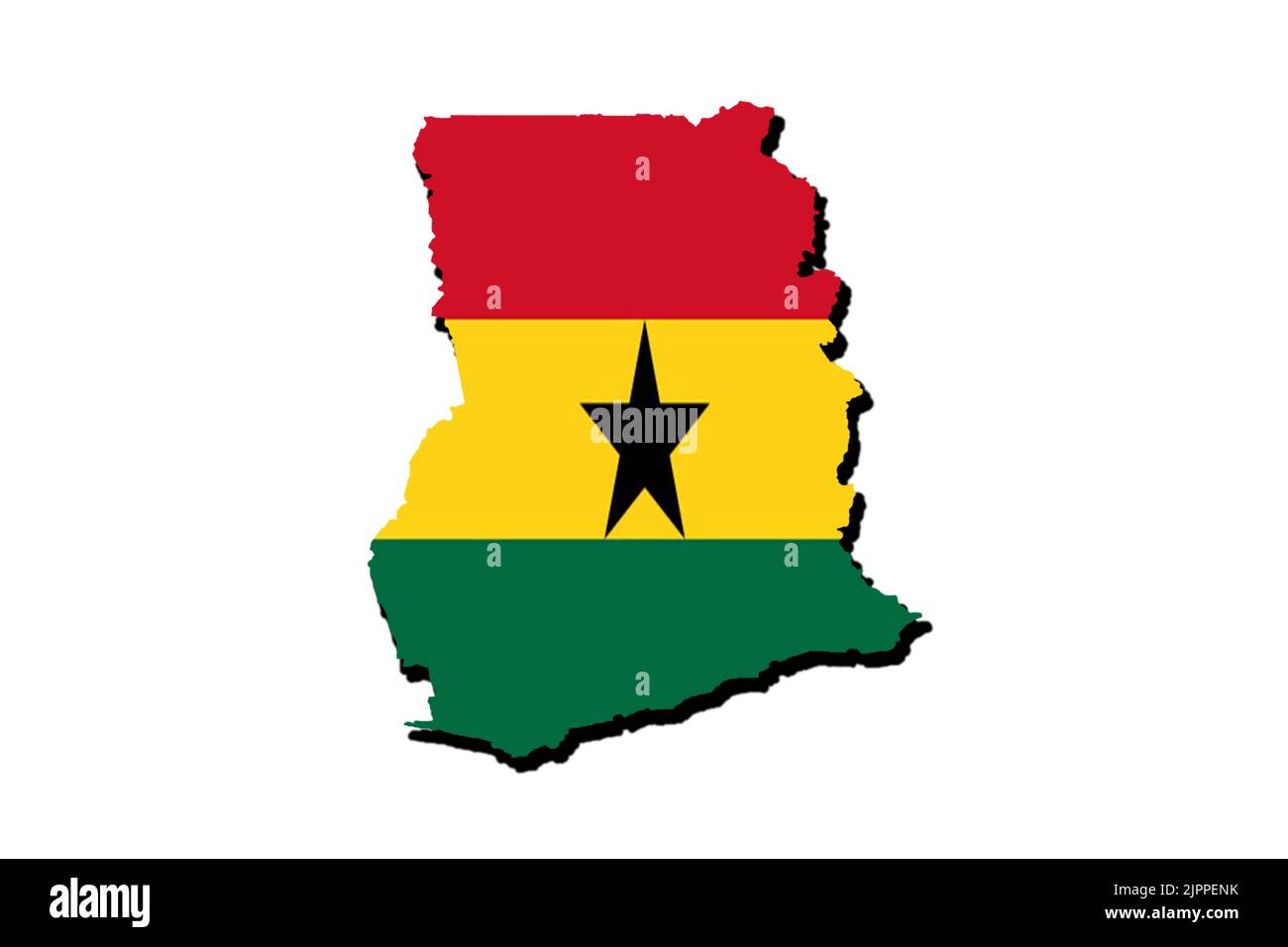 Silhouette of the map of Ghana with its flag Stock Photo