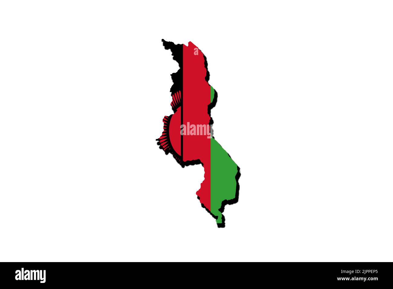 Silhouette of the map of malawi with its flag Stock Photo