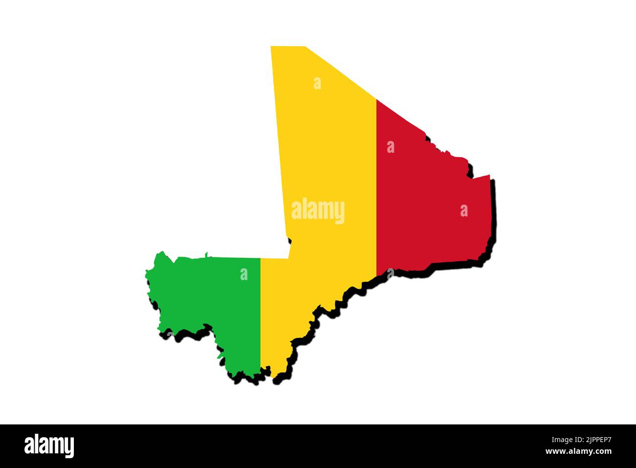 Silhouette of the map of mali with its flag Stock Photo