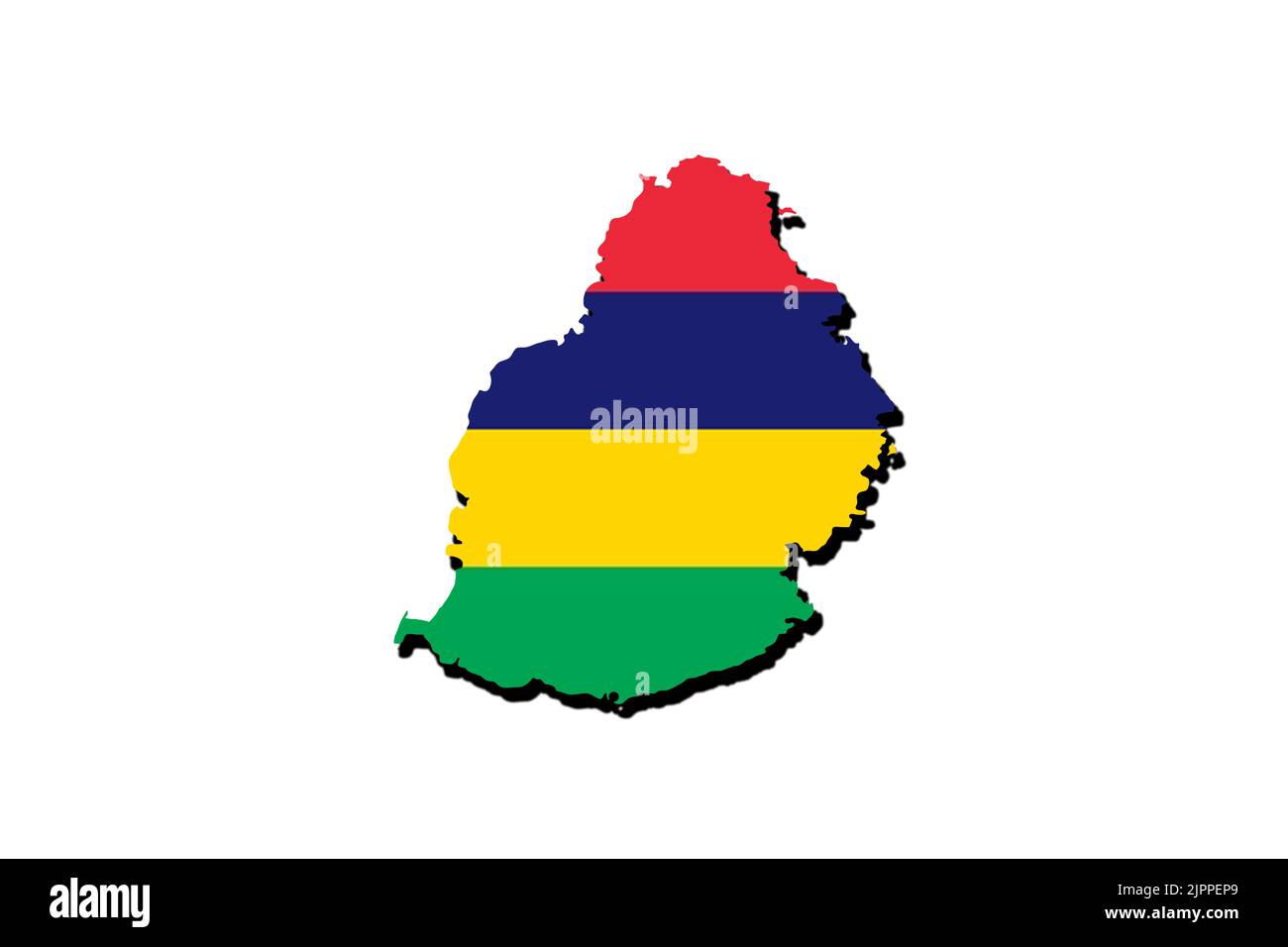 Silhouette of the map of Mauritius with its flag Stock Photo