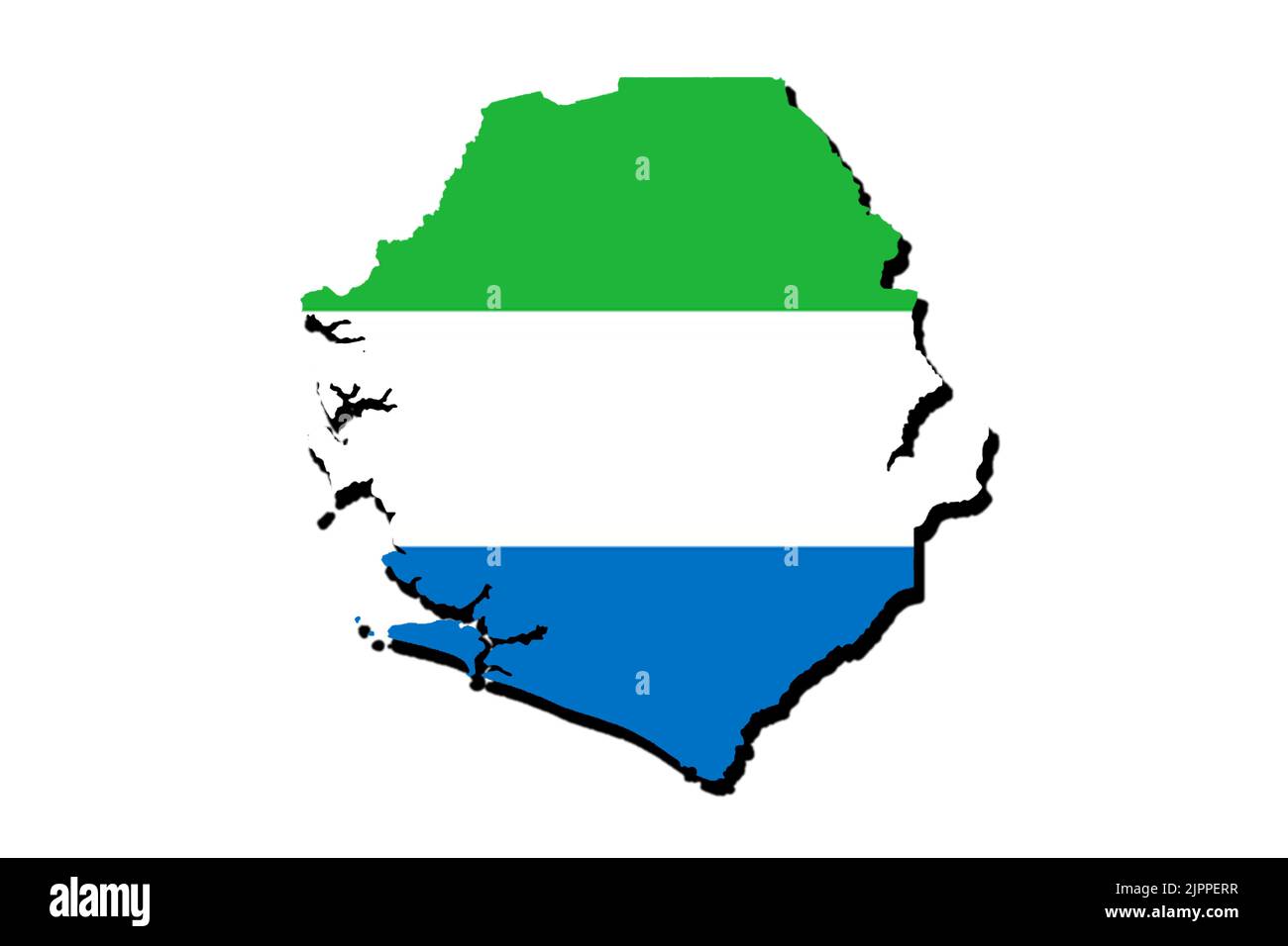 Silhouette of the map of Sierra Leone with its flag Stock Photo
