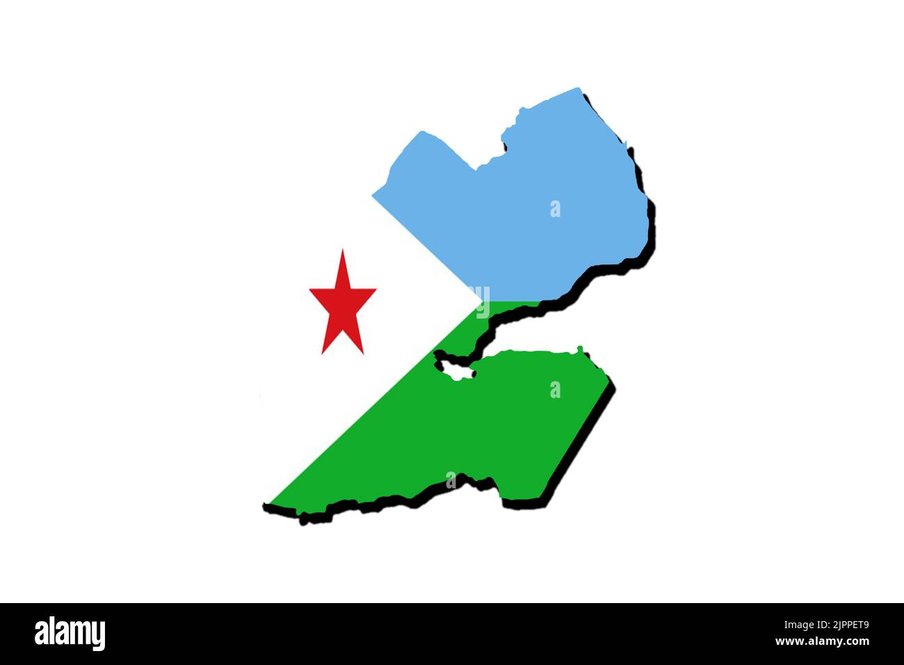 Silhouette of the map of Djibouti with its flag Stock Photo