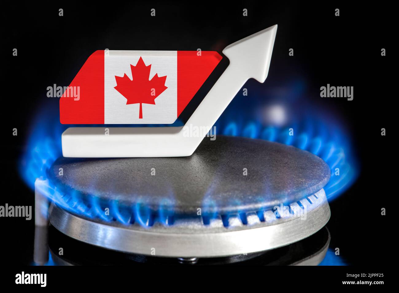 Gas price. Rise in gas prices in Canada. A burner with a flame and an
