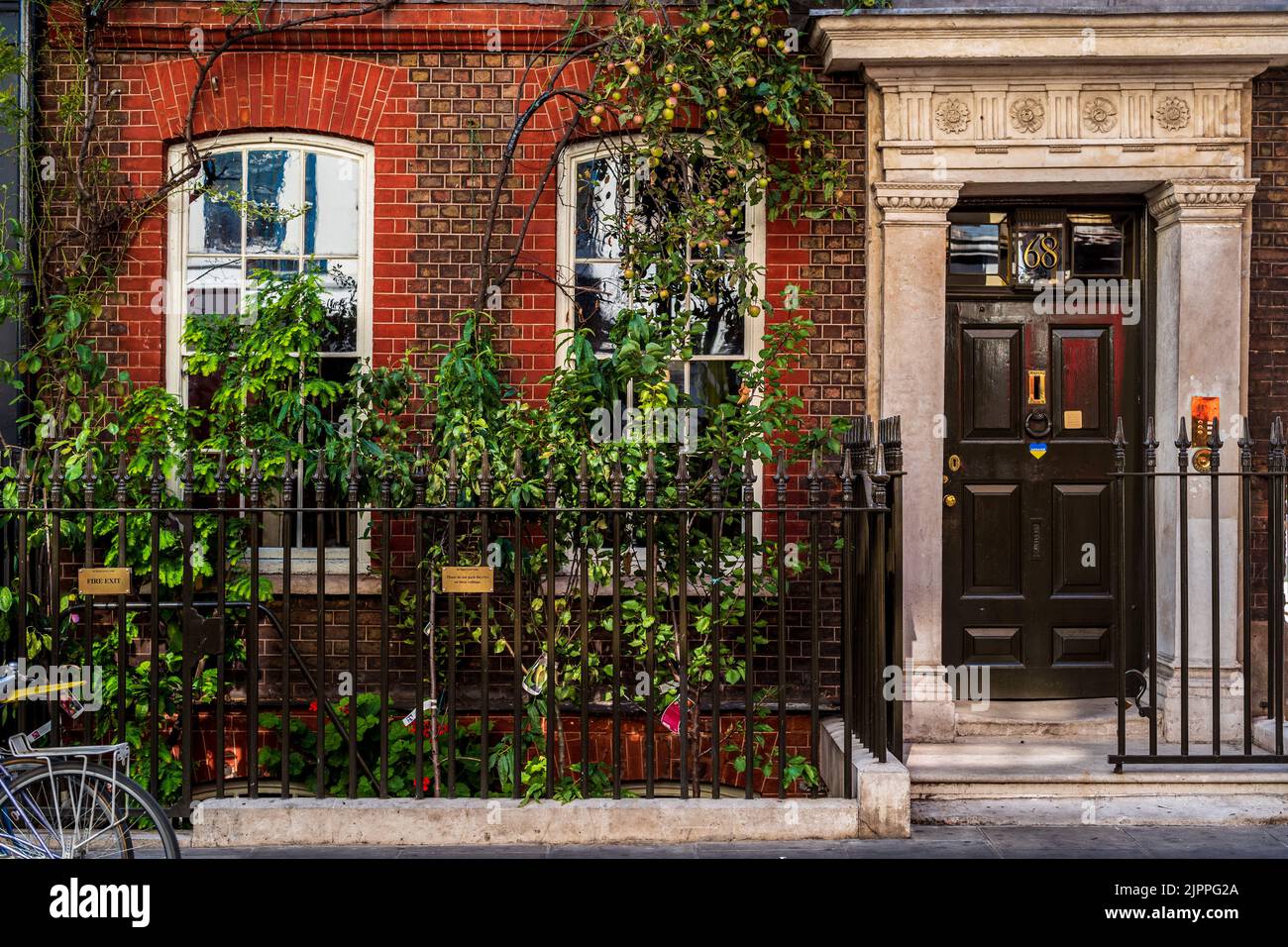 68 Dean Street Soho London. Georgian building originally built 1681 and rebuilt around 1732 by carpenter John Meard Junior. Grade II* listed. Stock Photo