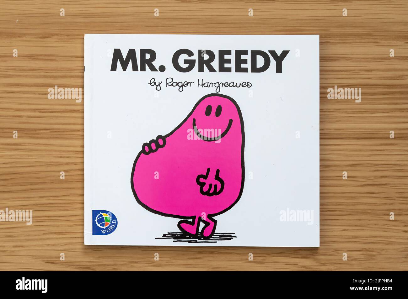 CHESTER, UNITED KINGDOM - JULY 31ST 2022: Mr Greedy, front cover of Mr Men series of books Stock Photo