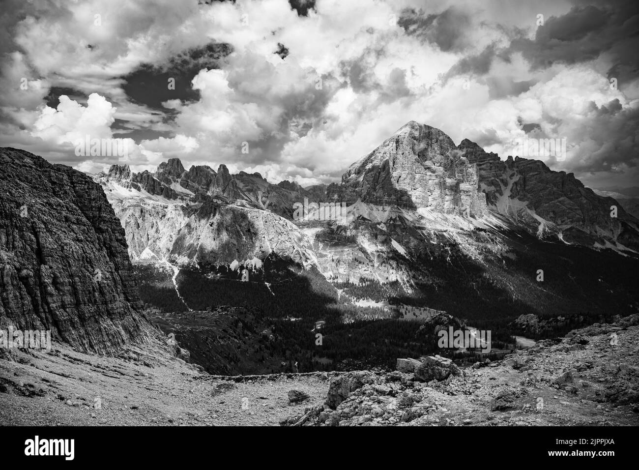 Dolomites italy europe panorama Black and White Stock Photos & Images ...