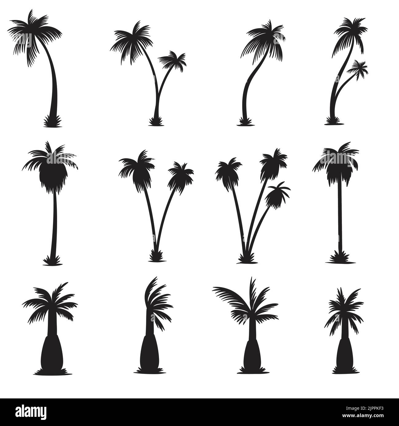 Palm Tree Silhouette Elements Set Vector Illustration 10621616 Vector