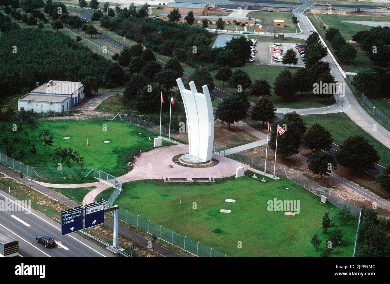 An aerial view of the Berlin Airlift Memorial, circa 1985 Stock Photo