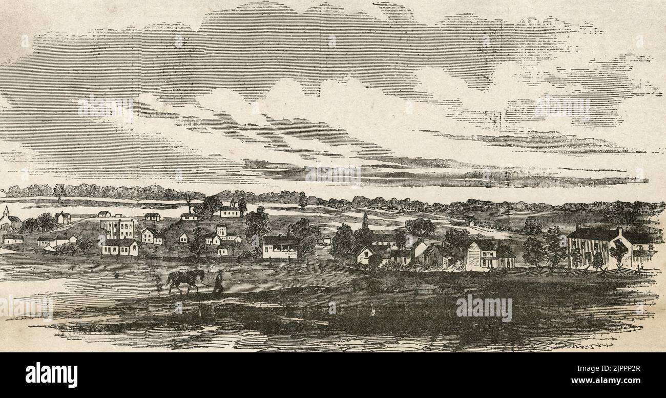 The town of Perryville, Kentucky in 1862, scene of a recent battle in the American Civil War Stock Photo