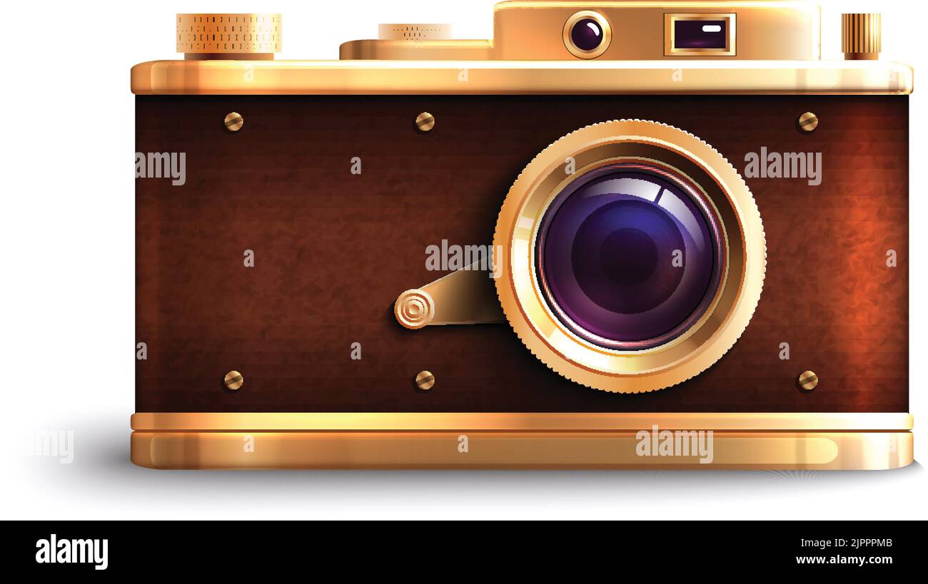 Retro style professional equipment photo camera isolated on white background vector illustration Stock Vector