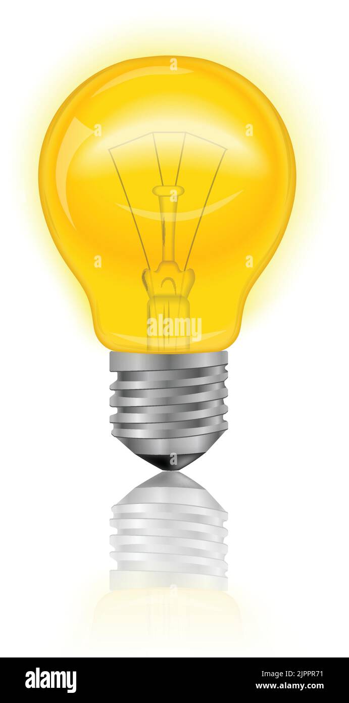 Illuminated electric light bulb realistic isolated on white background