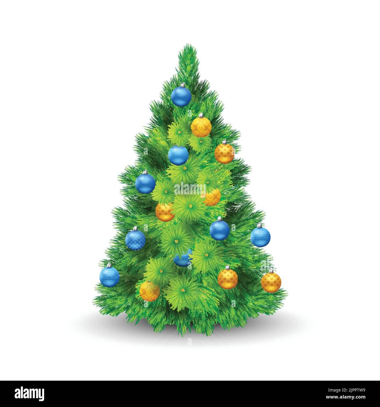 Christmas tree with decoration balls isolated on white background ...