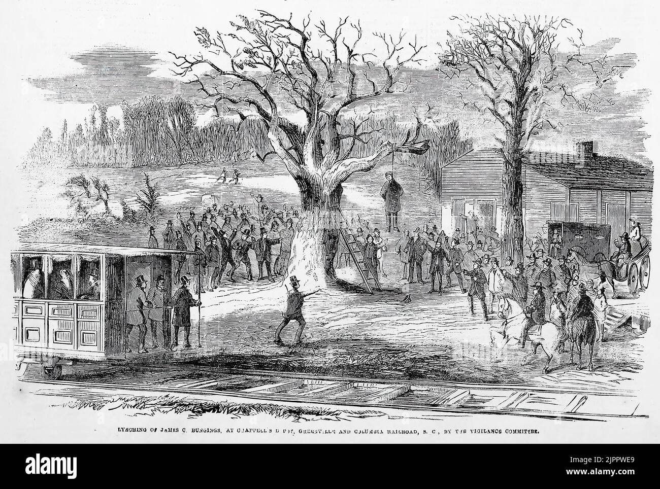 Lynching of James C. Bungings, Abolitionist, at Chappell's Depot, South