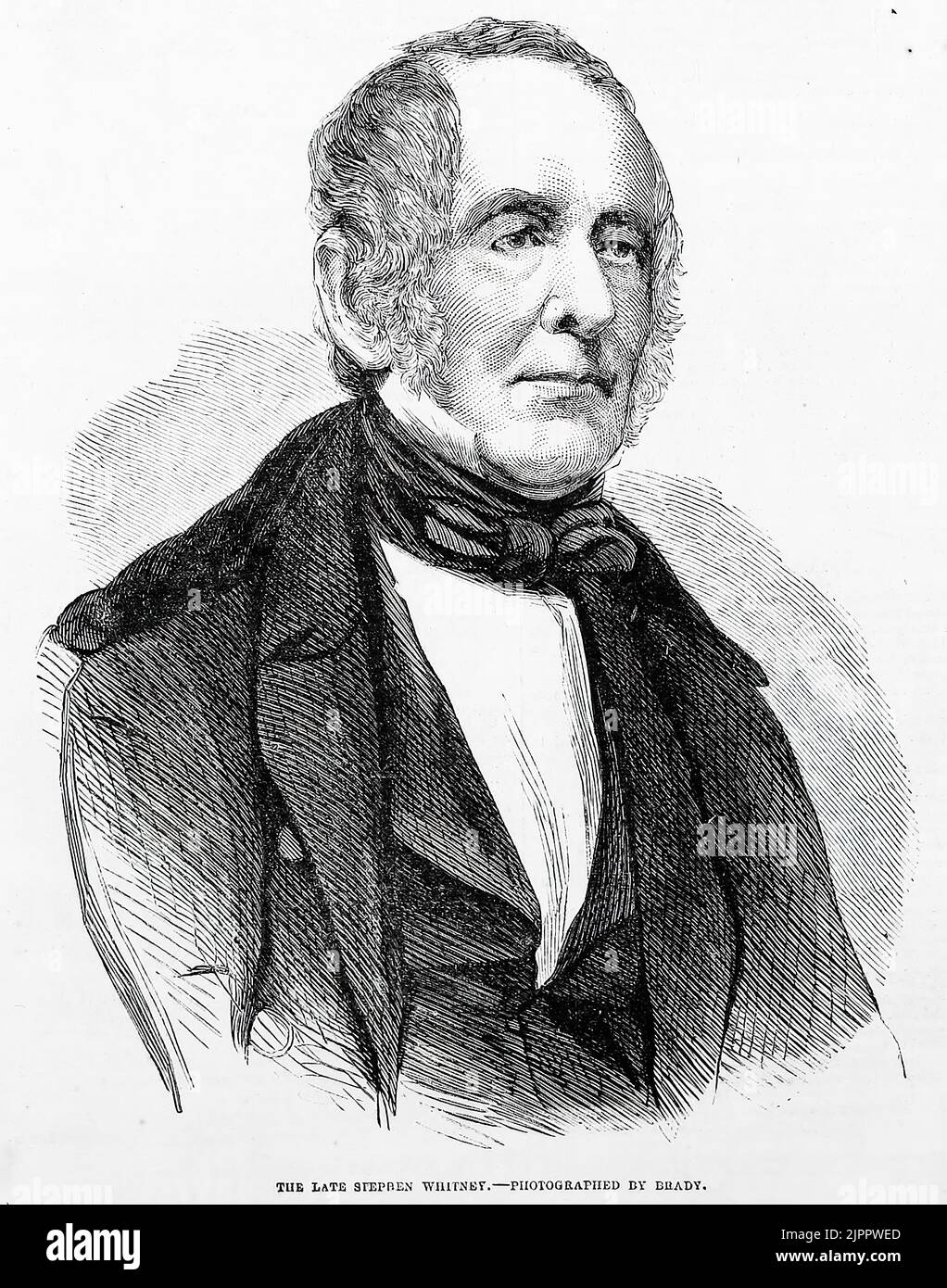 Portrait of the late Stephen Whitney (1860). 19th century illustration from Frank Leslie's Illustrated Newspaper Stock Photo