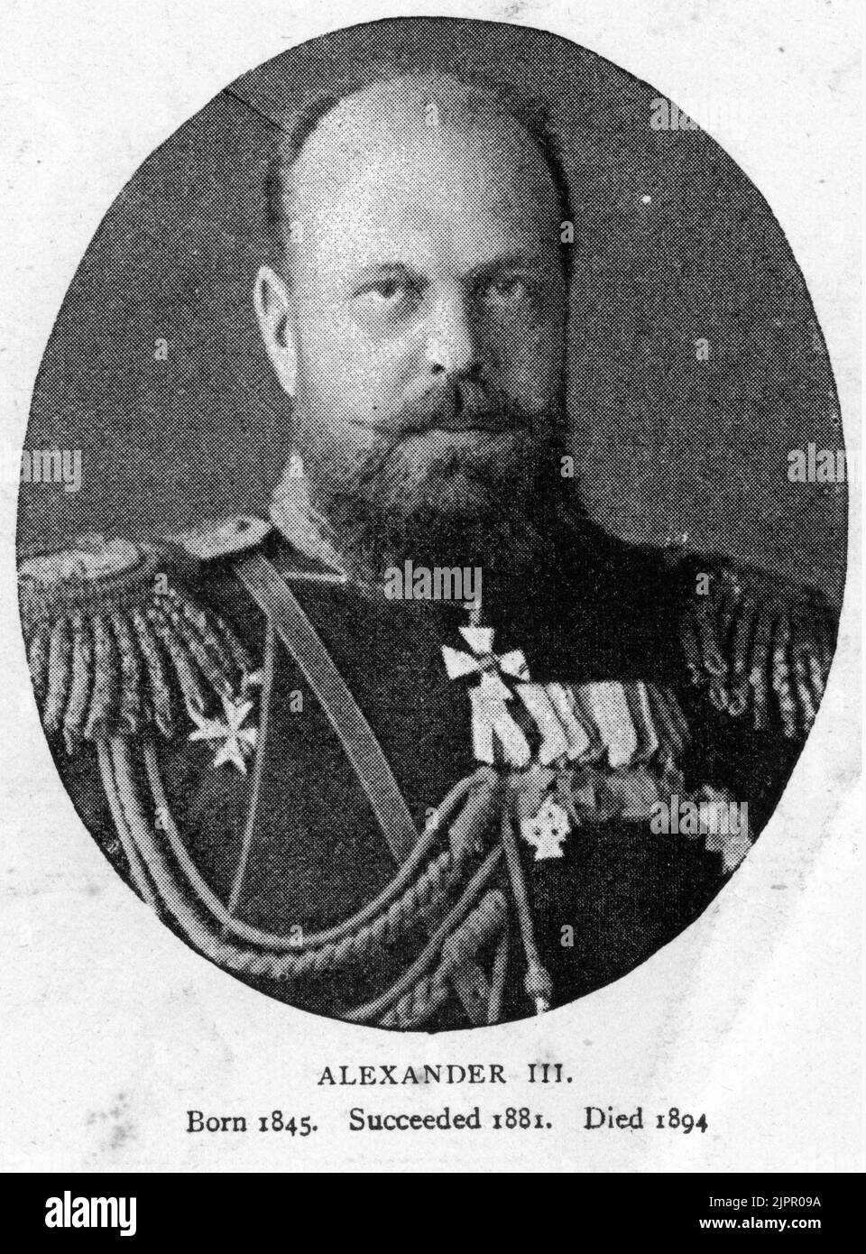 Portrait of Alexander III (1845 – 1894) Emperor of Russia, King of Congress Poland and Grand Duke of Finland from 13 March 1881 until his death in 1894 Stock Photo