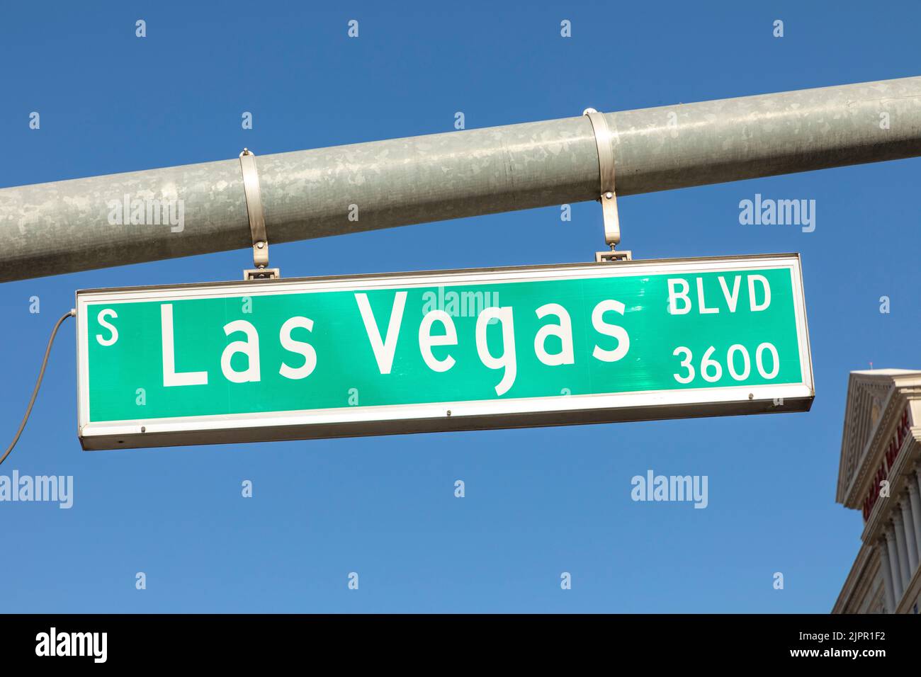 Street name Las Vegas at the strip downtown Las Vegas, USA Stock Photo