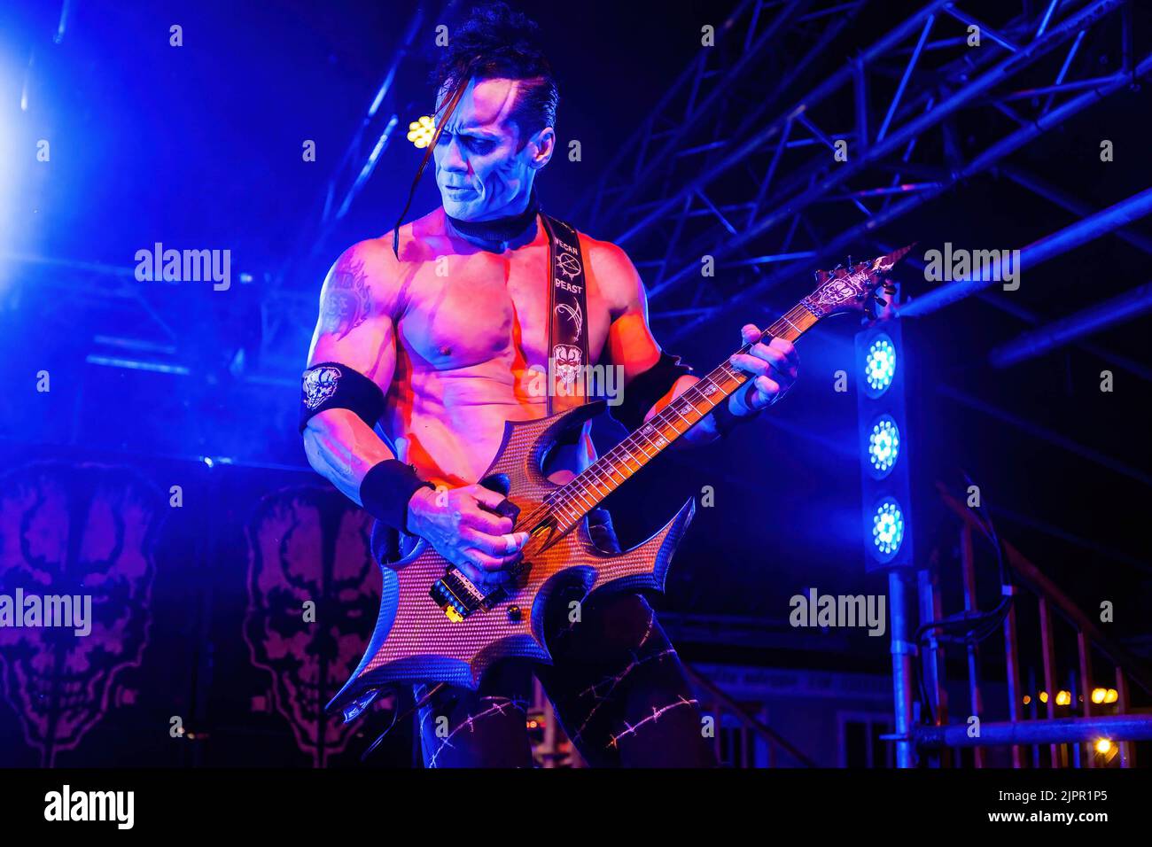 Milano, Italy. 19th Aug, 2022. Doyle Wolfgang von Frankenstein from Misfits performs live during a concert at Circolo Magnolia. Doyle Wolfgang von Frankenstein, is an American guitarist best known for his material with the horror punk band the Misfits and his own band eponymously named Doyle. Credit: SOPA Images Limited/Alamy Live News Stock Photo